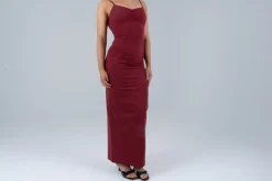 Shape long dress Burgundy