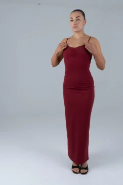 Shape long dress Burgundy